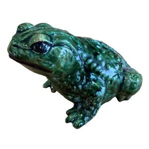 Vintage Ceramic Garden Toad Frog Decor Green